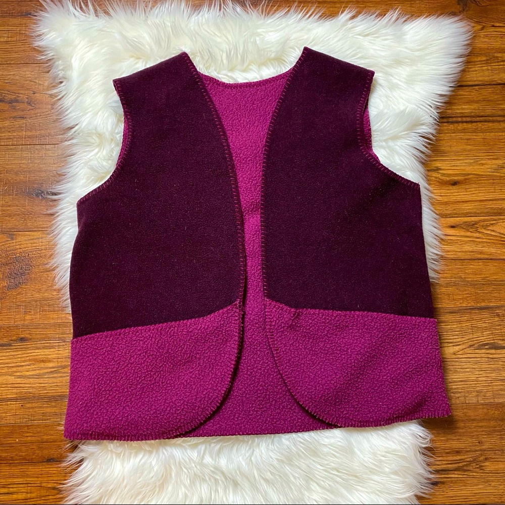 Women’s Fleece Burgundy/Pink Open Vest Size XL